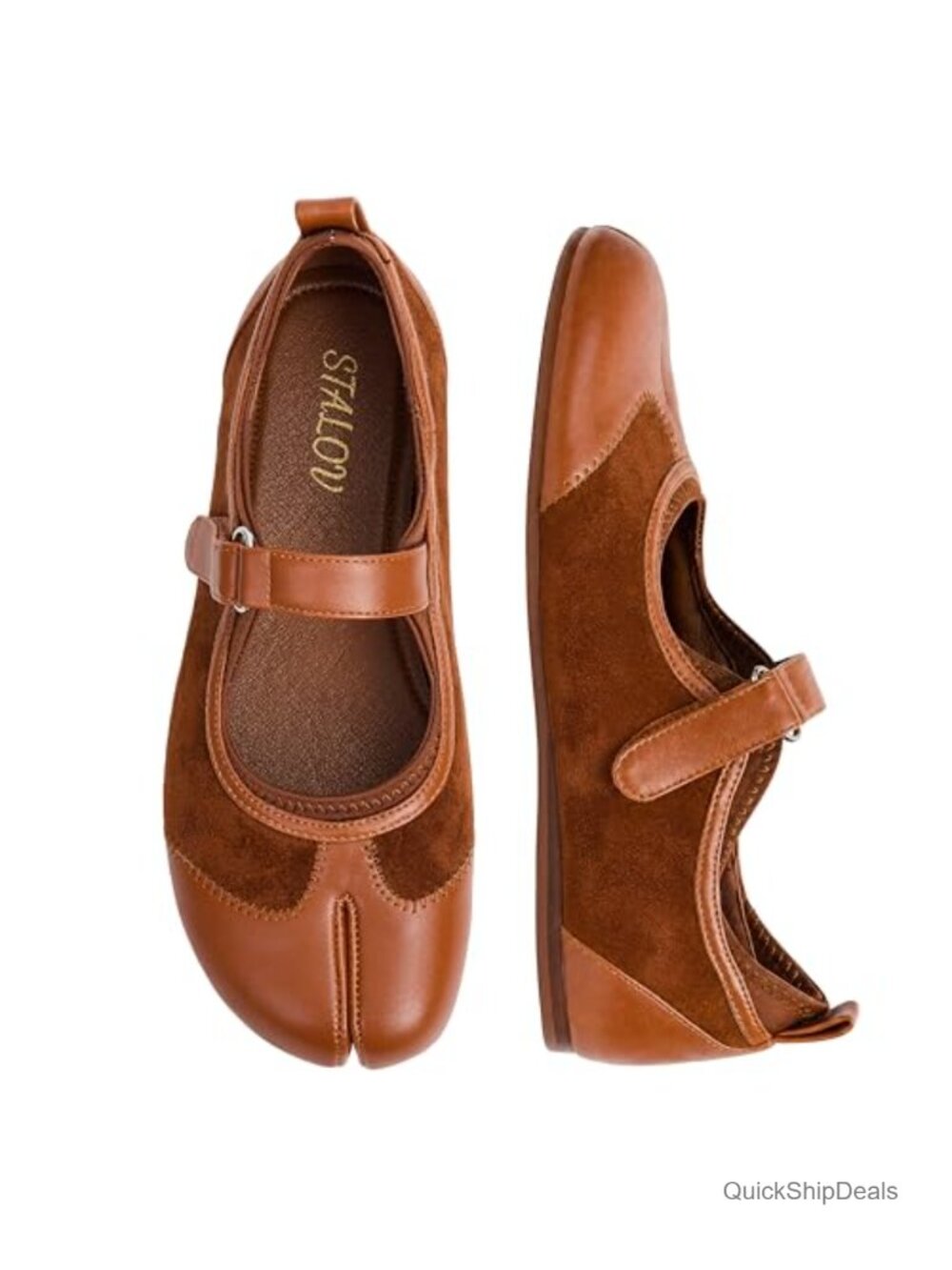 Suede Tabi Ballet Flats Split Toe Mary Jane Low Heel Comfort Walking